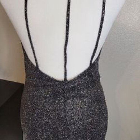 Glittery Strappy Black Dress Size L - Picture 2 of 2